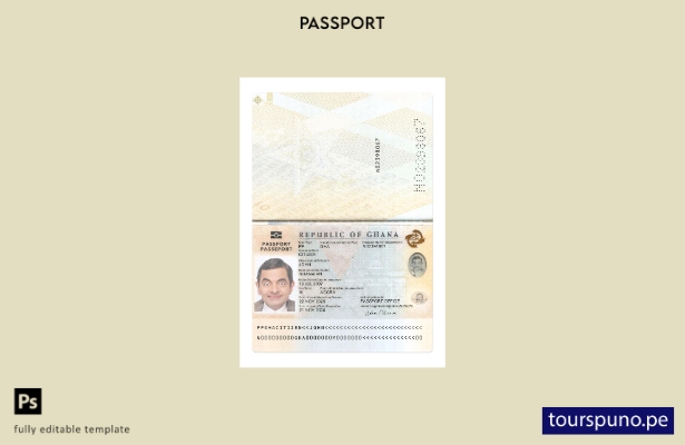 Listo para imprimir la plantilla actual del pasaporte de Ghana